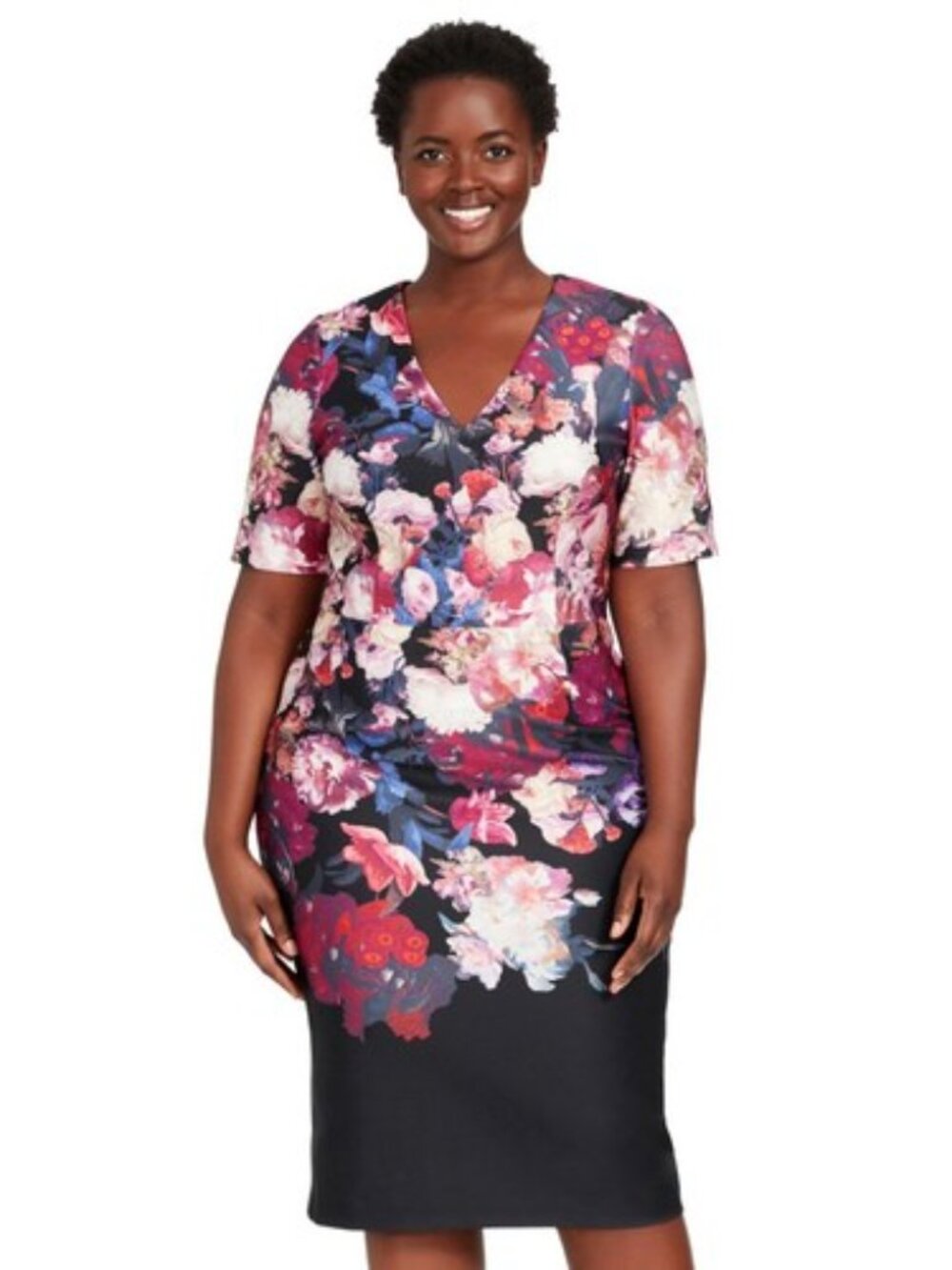 Adrianna Papell Floral Printed Scuba Sheath Dress Size 26W